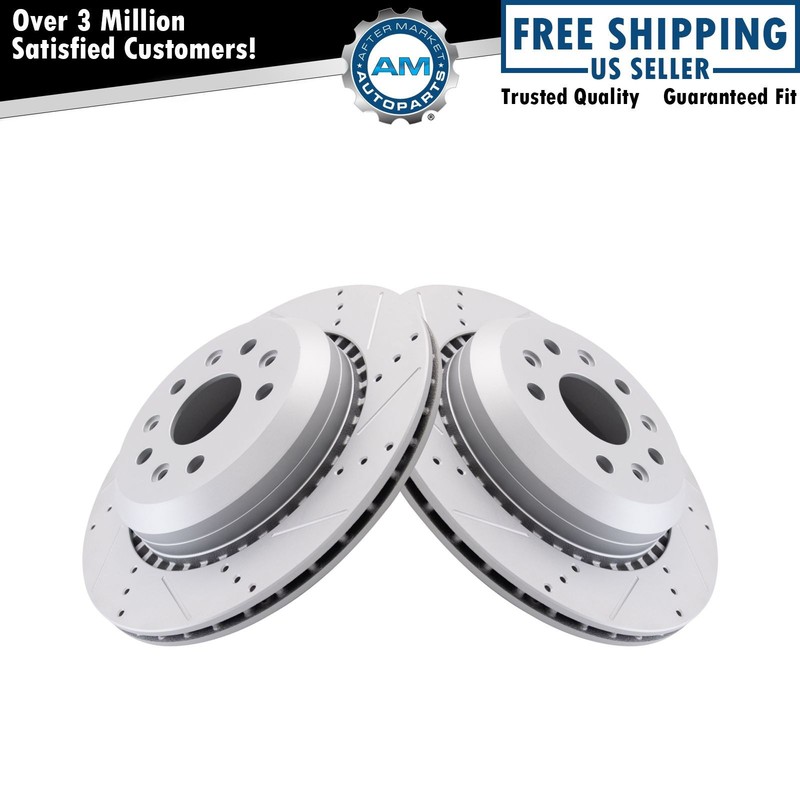 Performance Rear Brake Rotors Set Premium G-Coated Slotted Drilled for JeeP