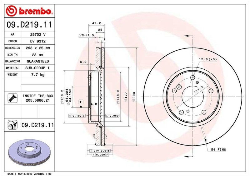 Front Rotor Fits 2016-2022 Honda HR-V 09.D219.11