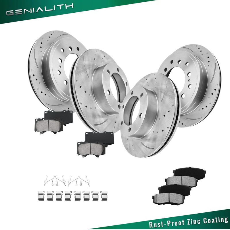 Front & Rear Disc Brake Rotors + Brake Pads for 2001-07 Toyota Sequoia Brake Kit