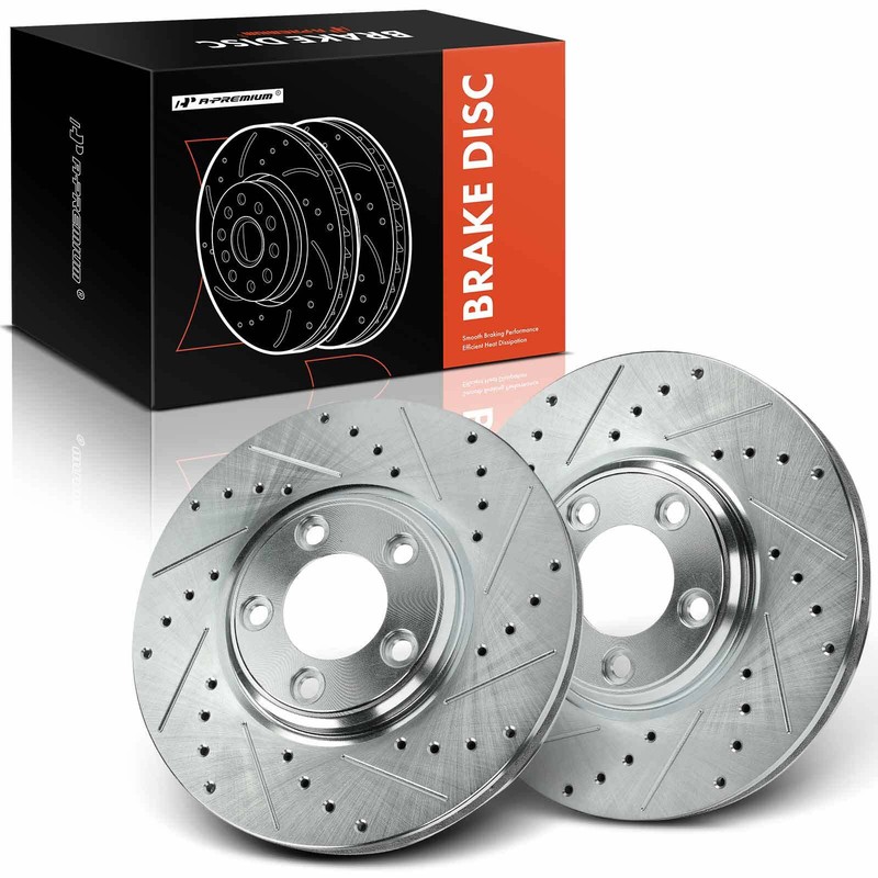 A-Premium Front Drilled Brake Rotor for Ford Thunderbird 2002-2005 Jaguar S-Type