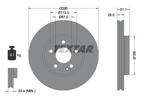2X 92254803 Textar Brake Disc for Mercedes Benz