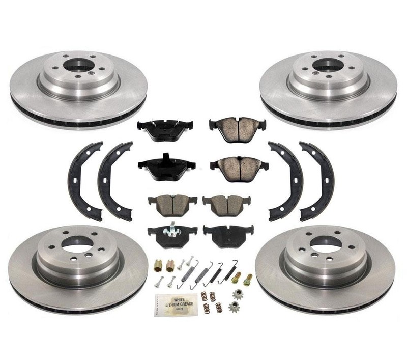 Front Rear Rotors Brake Pads Shoes Spring Kit for BMW X1 3.0L X-drive 13-15
