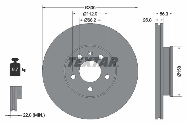 Textar 92109803 Brake Disc for Ford, Seat, VW
