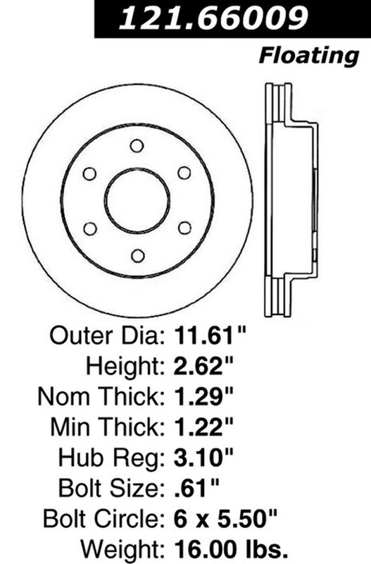 Centric Parts 121.66009 C-Tek Standard Brake Rotor gallery