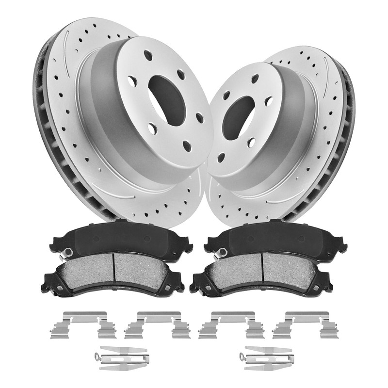 330mm Rear G-coated AWD Rotors Brake Pads for Cadillac GMC Chevrolet 2000-2006