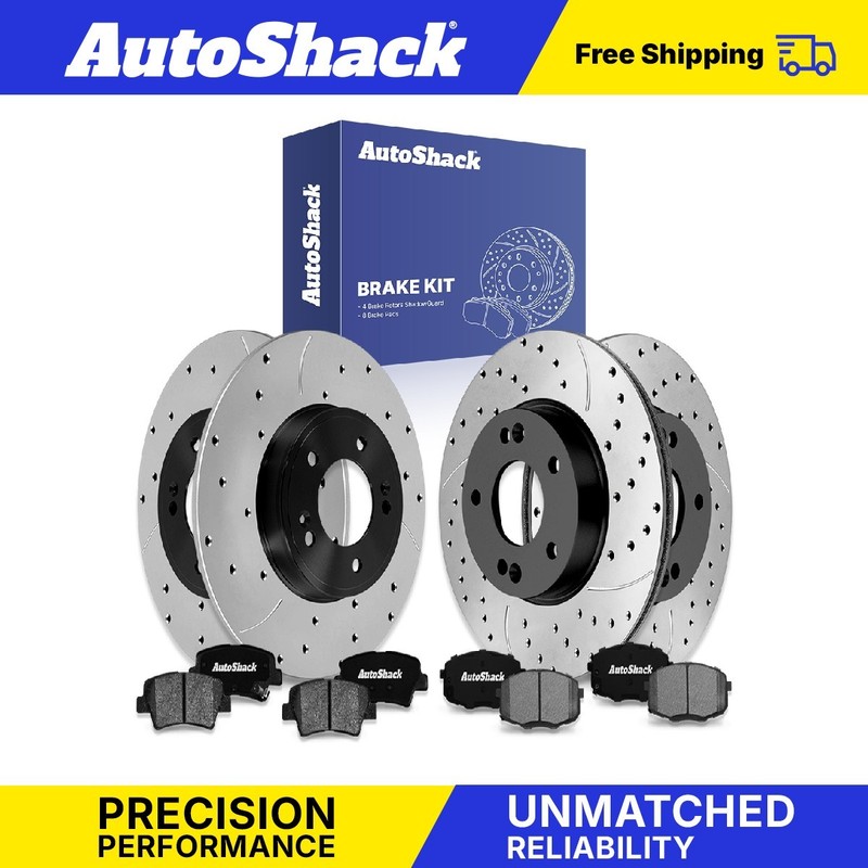 Front Rear Drilled Slotted Brake Rotors Ceramic Pads for Kia Soul Forte