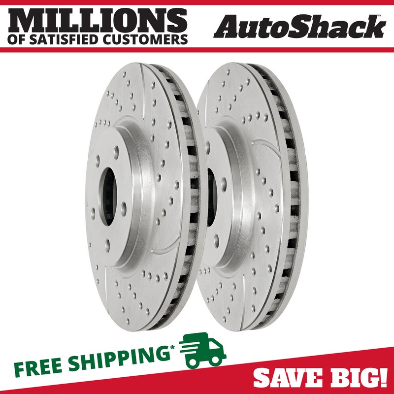 Front Drilled Slotted Brake Rotors Silver Pair 2 for Jeep Grand Cherokee 3.6L V6
