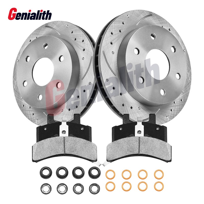 Front Drilled Rotors + Brake Pads for GMC Chevy K1500 Suburban K2500 Blazer 4WD