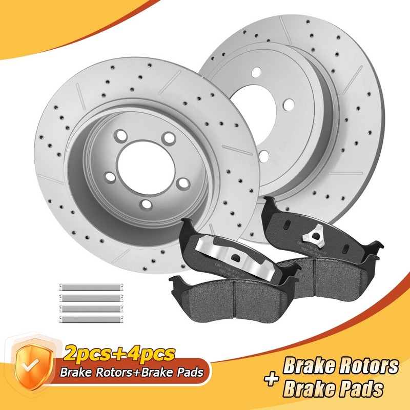 Rear Brake Rotors+Ceramic Pads for 2002-2003 Ford Explorer 2002-2005 Mountaineer