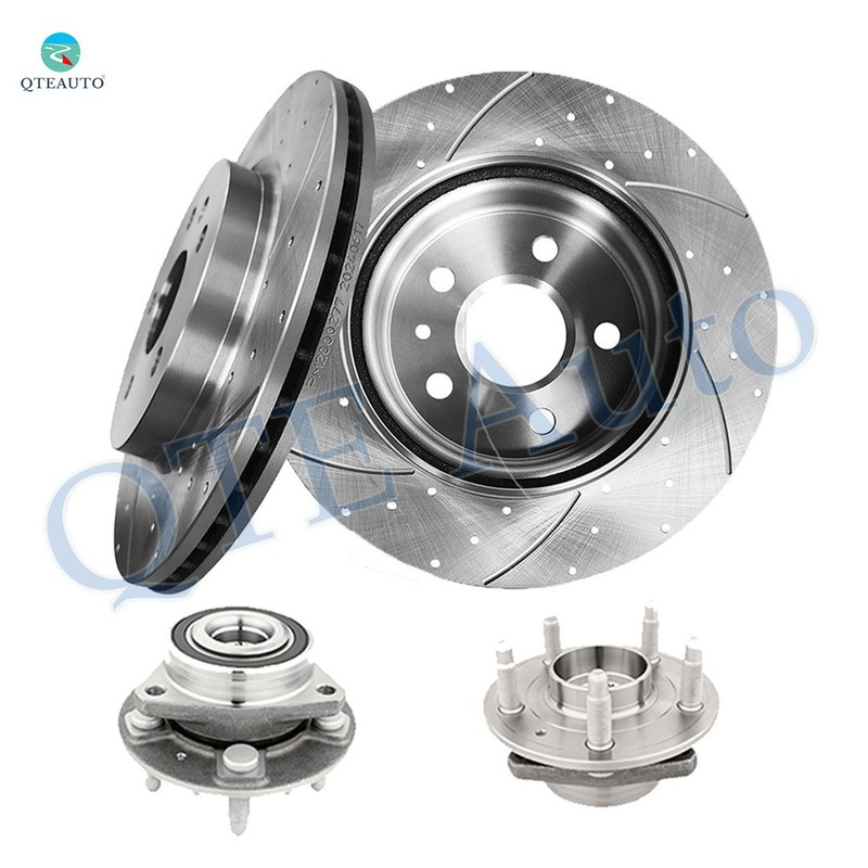 Rear 315mm Drilled Slotted Brake Disc Rotors-Wheel Hub For 2012-2017 Buick Regal