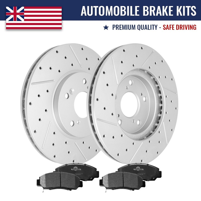 300mm Front Drilled Disc Brake Rotors and Ceramic Pads Kit For Honda Accord