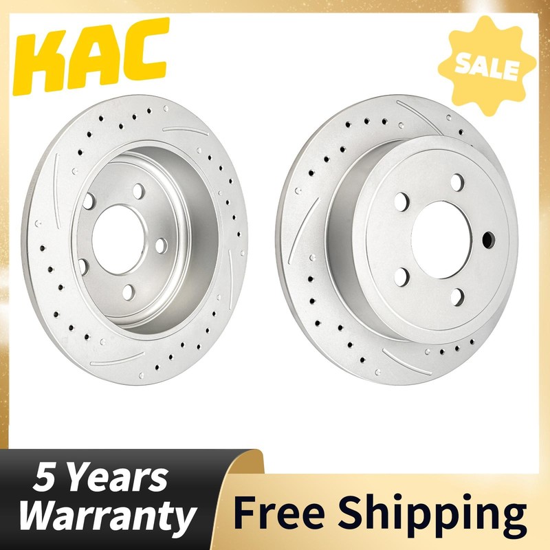 Rear Drilled Slotted Rotors Fits 2003-2007 Jeep Liberty 2003-2006 Wrangler 2PC
