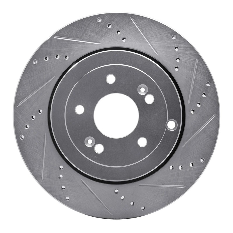 Dynamic Friction 631-03031R Drilled/Slotted Brake Rotor [Silver], 2010-2016