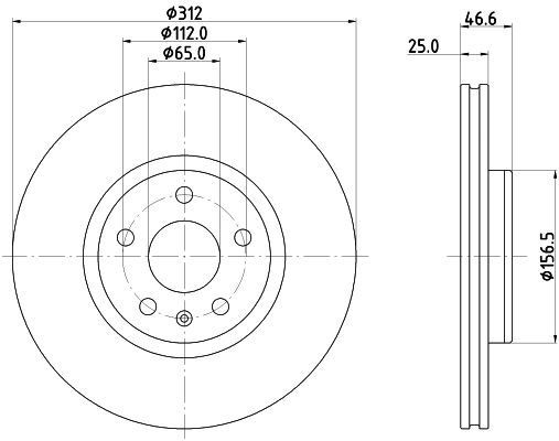 Brake Disc Fits MG Mintex MDC3165C Outer Ø 312mm Vented 1 Year Warranty