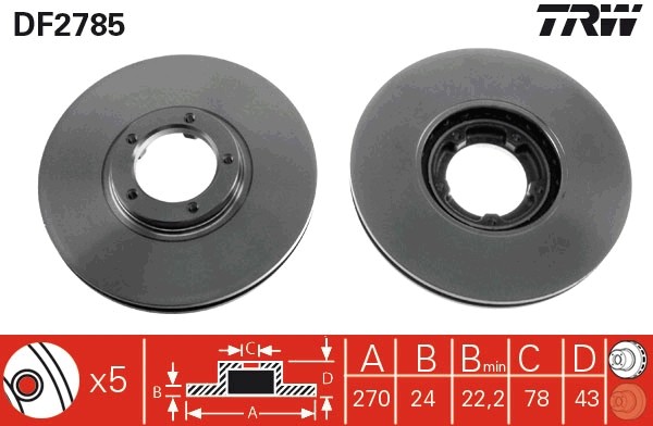 TRW DF2785 Brake Disc for Ford, Ford Australia