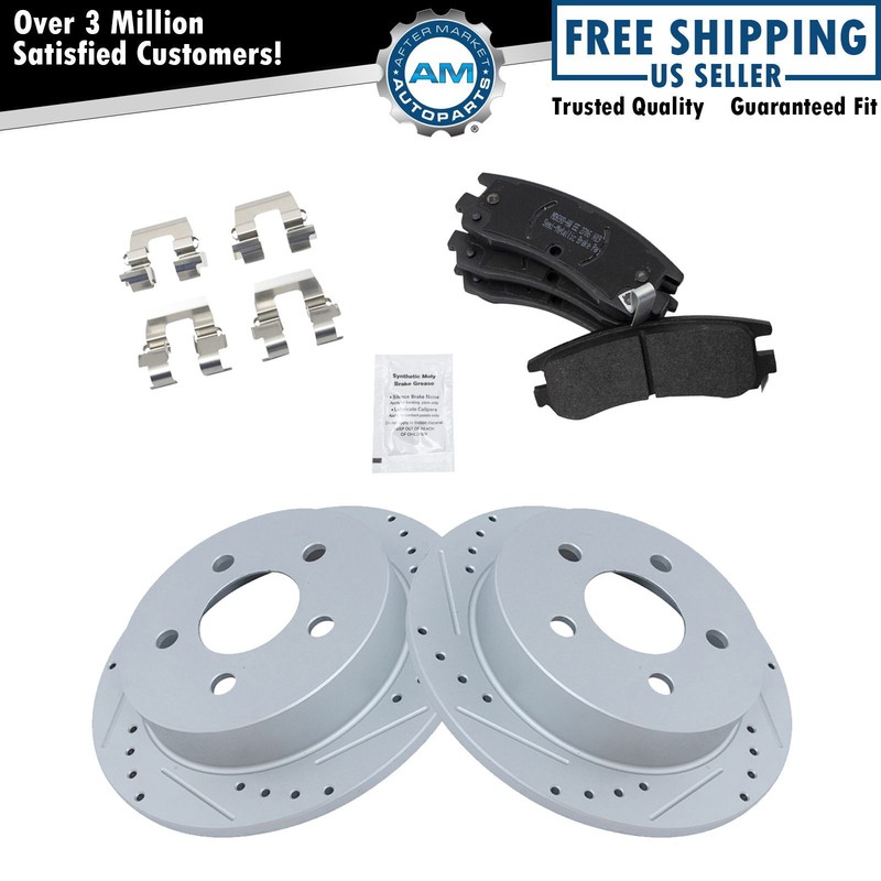 Rear Performance Drilled & Slotted Brake Rotor & Posi Metallic Pad Set