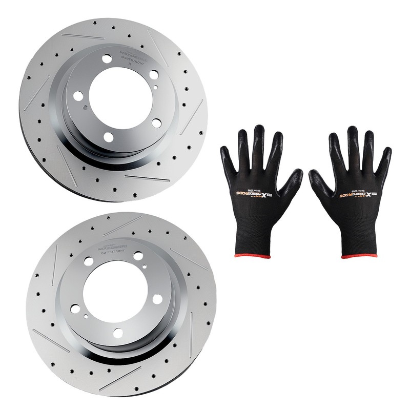Front Drilled and Slotted Disc Brake Rotor For Toyota Tundra 2007- 2021 S-31482