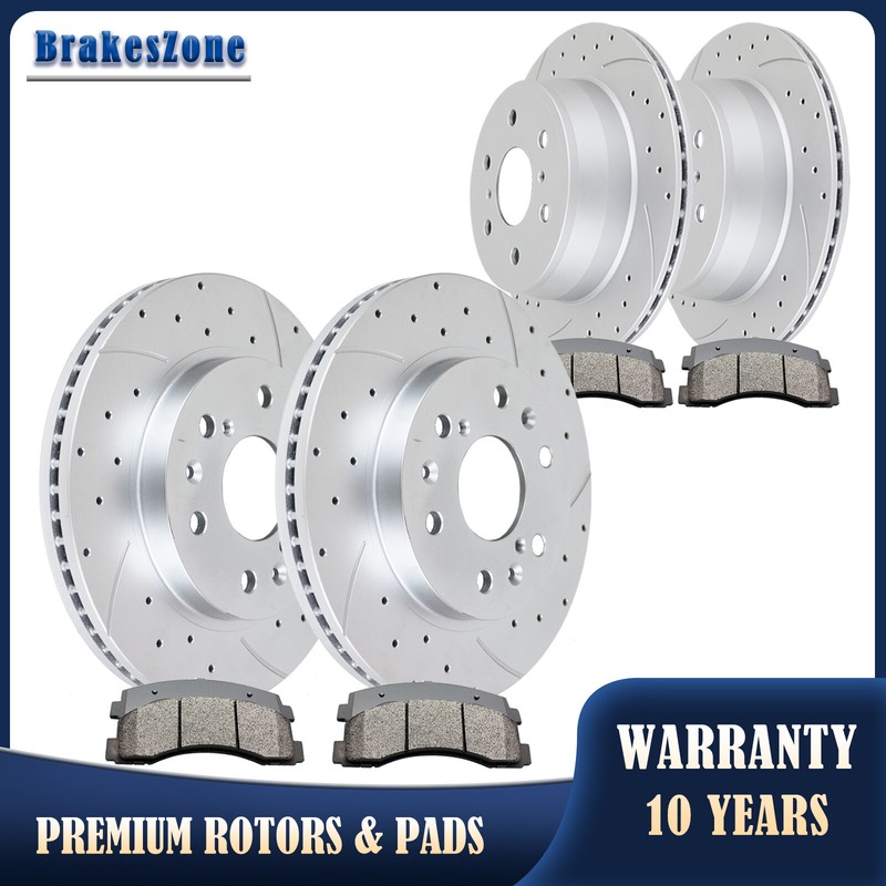 330mm Front 345mm Rear Brake Rotors Pads Fit for GMC Sierra 1500 Chevrolet Tahoe