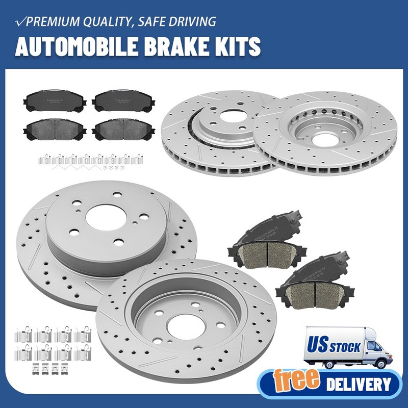 Front & Rear Drilled Brake Rotors Ceramic Pads for 2018-2021 Lexus NX300 NX300H