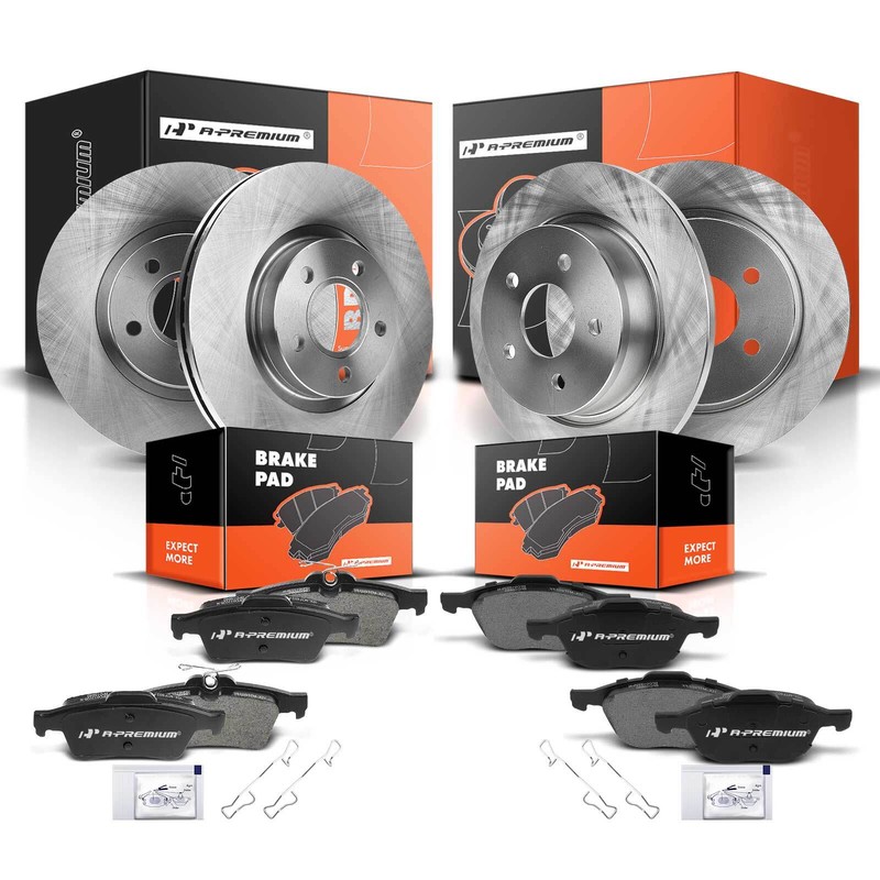Disc Brake Rotors & Ceramic Brake Pads Front & Rear for Ford Escape 2013-2016