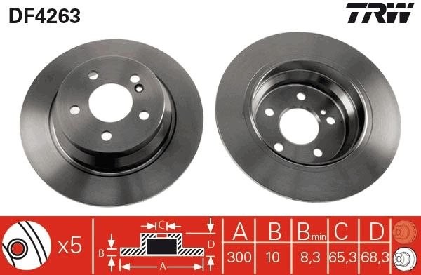 2 x Brake Disc TRW DF4263 for Mercedes-Benz E-Class CLS