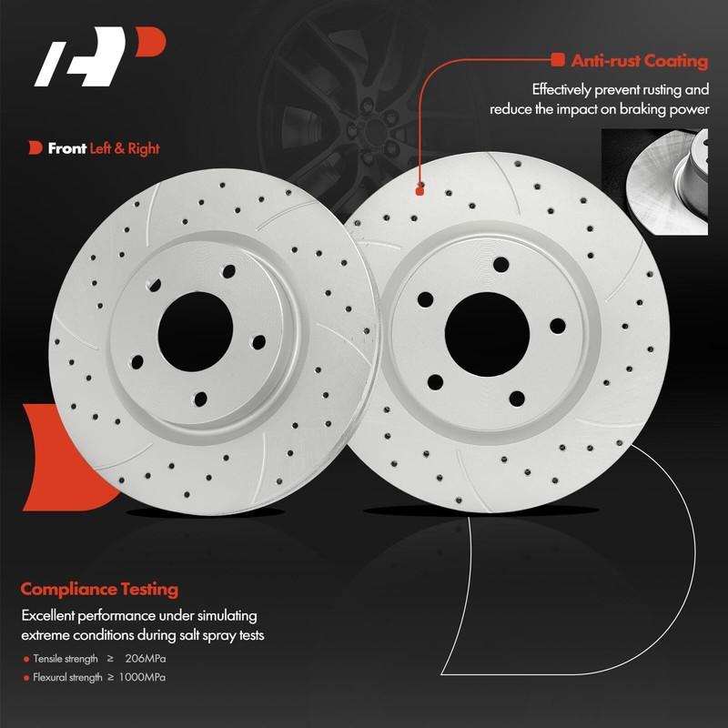 A-Premium Drilled Brake Rotor & Ceramic Brake Pad Front for Nissan Altima Sedan gallery