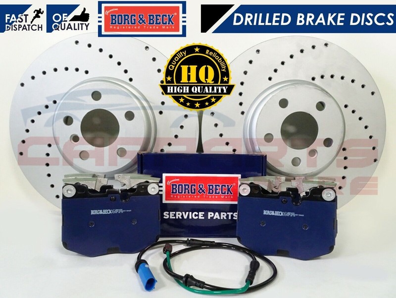FOR BMW X3 G01 F97 2017- FRONT PREMIUM DRILLED BRAKE DISCS BORG & BECK PADS 348m