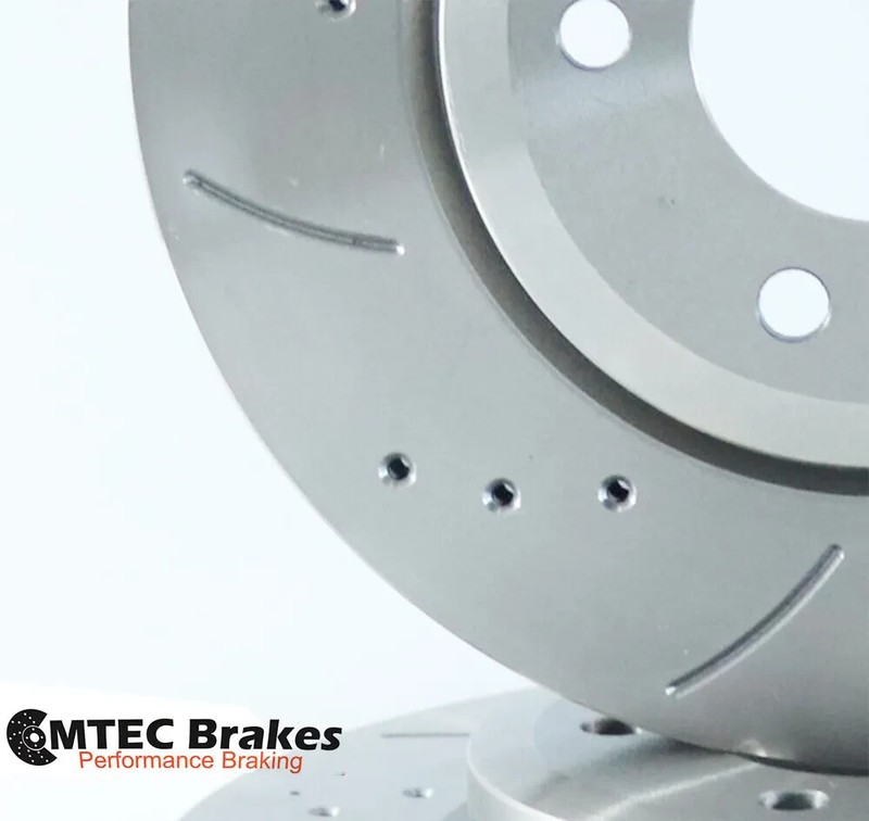 Volvo S60 V70 2.5R 03-07 Front Rear Mtec Drilled Grooved Brake Discs & gallery