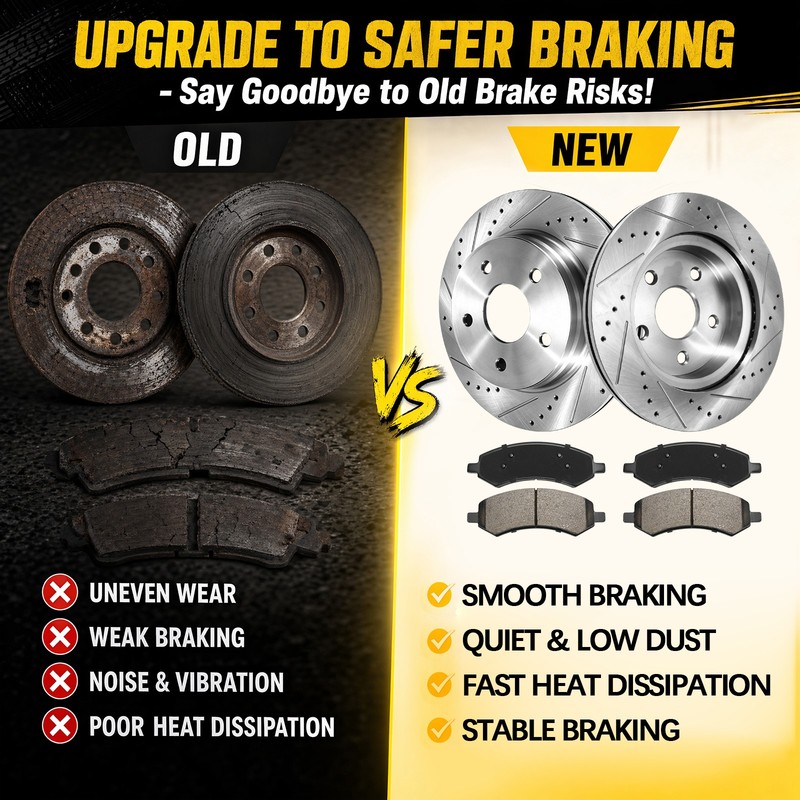 Front Drilled and Slotted Rotors Brake Pads for Dodge Ram 1500 Chrysler Aspen gallery