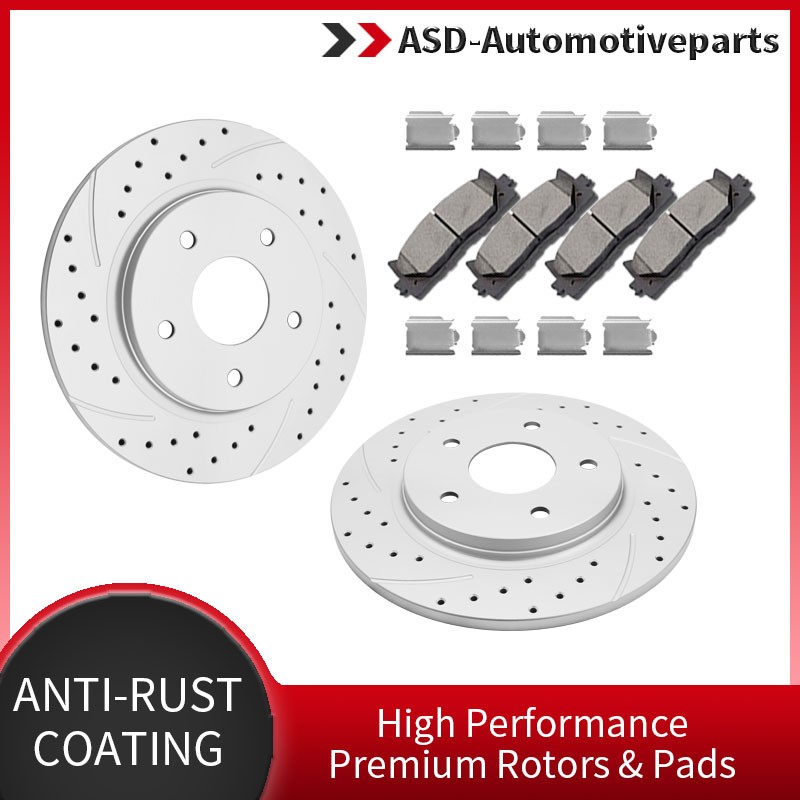 5 Lugs Rear Brake Discs Rotors Ceramic Pads for Chrysler Town & Country Journey
