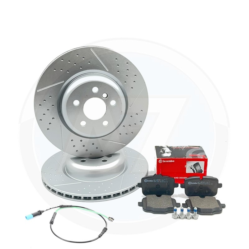 FOR BMW X7 G07 30d xDrive DIMPLED GROOVED REAR BRAKE DISCS BREMBO PADS 345mm