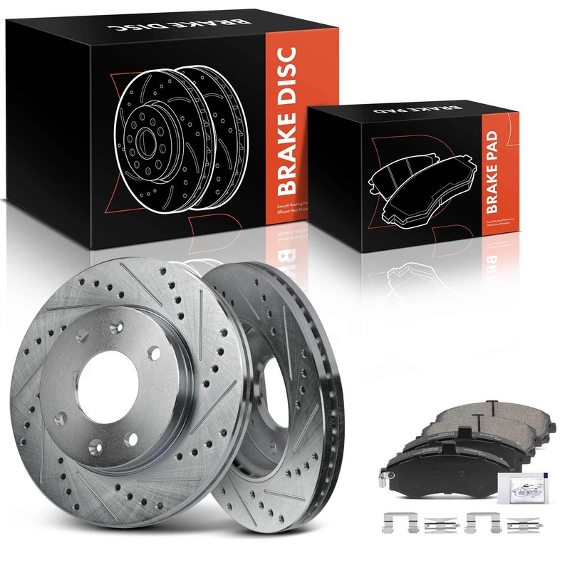 Front Drilled Brake Rotor & Ceramic Brake Pad for Hyundai Elantra 2002 2003-2005