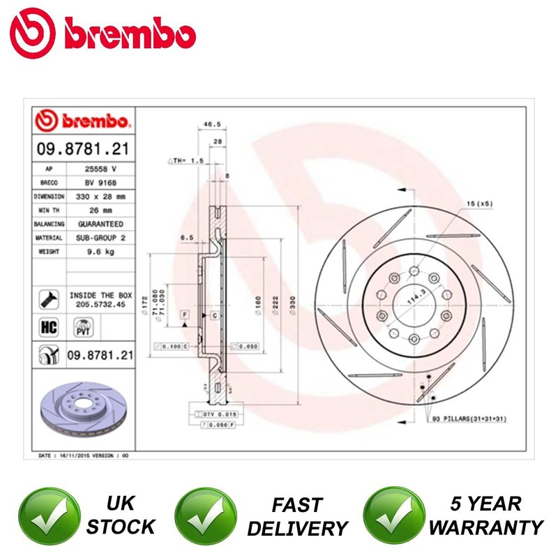 Brake Disc Rear Brembo Fits Aston Martin DB9 Vantage 4.3 4.7 5.9 6.0 gallery