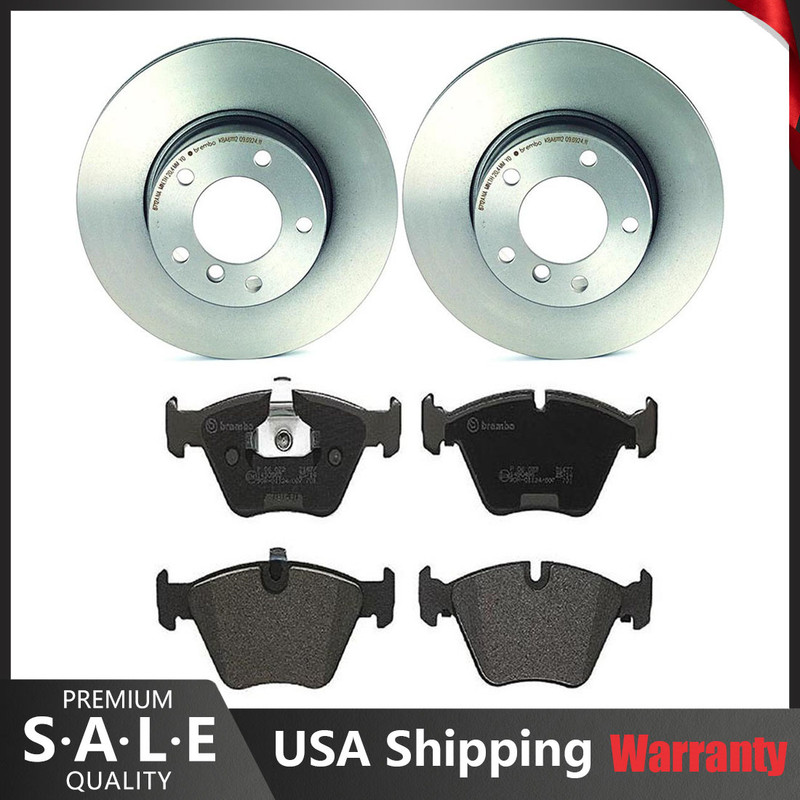 Brembo Front Brake Kit Low Met Pads with Sensor Coated Disc Rotors for BMW E39