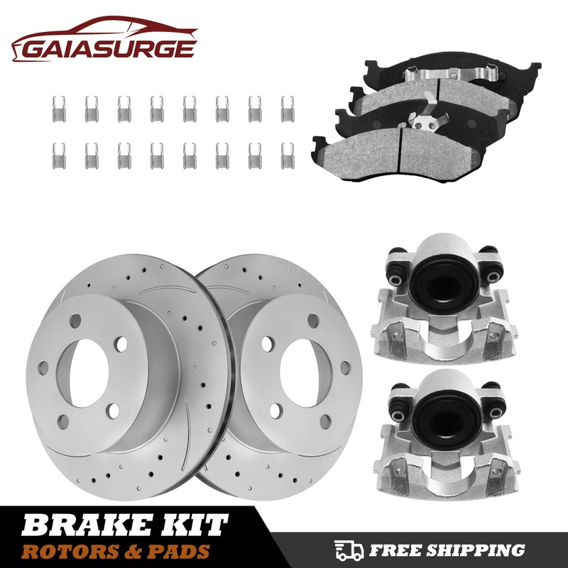 280mm Front Brake Rotors Pads Caliper for 1990-1999 Jeep Wrangler Grand Cherokee