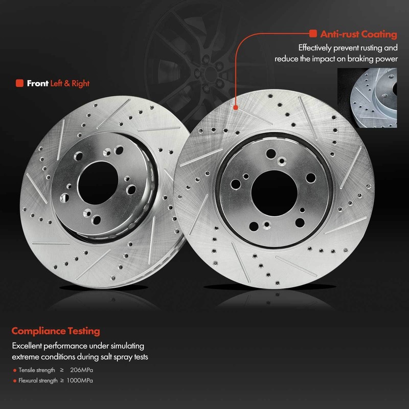 2x Front Driver & Passenger Side Drilled Brake Rotors for Acura RLX 2014-2020 gallery