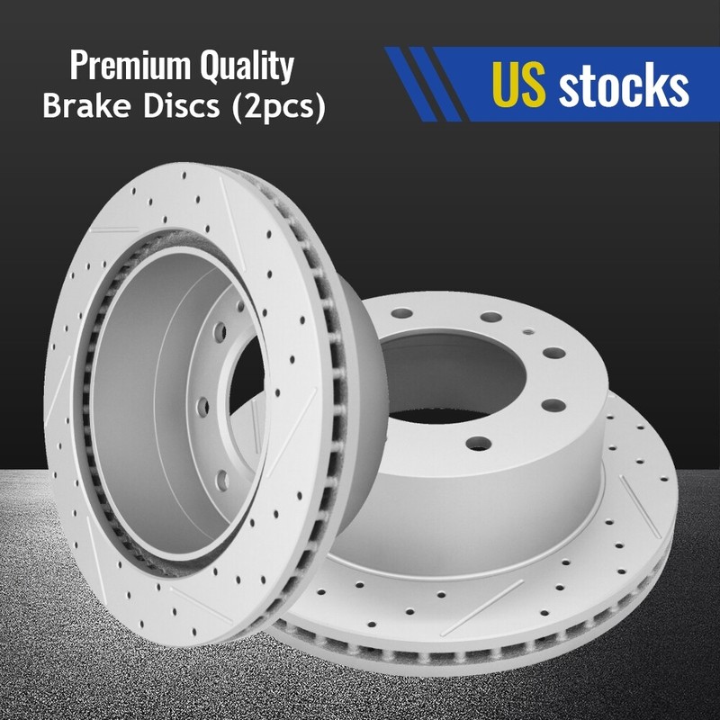 2PCS Rear Disc Drilled Brake Rotors for Chevy Silverado GMC Sierra 2500HD 3500HD