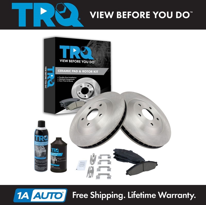 TRQ Front Ceramic Brake Pad & Rotor Kit w/Chemicals for 97-04 Chevy Corvette