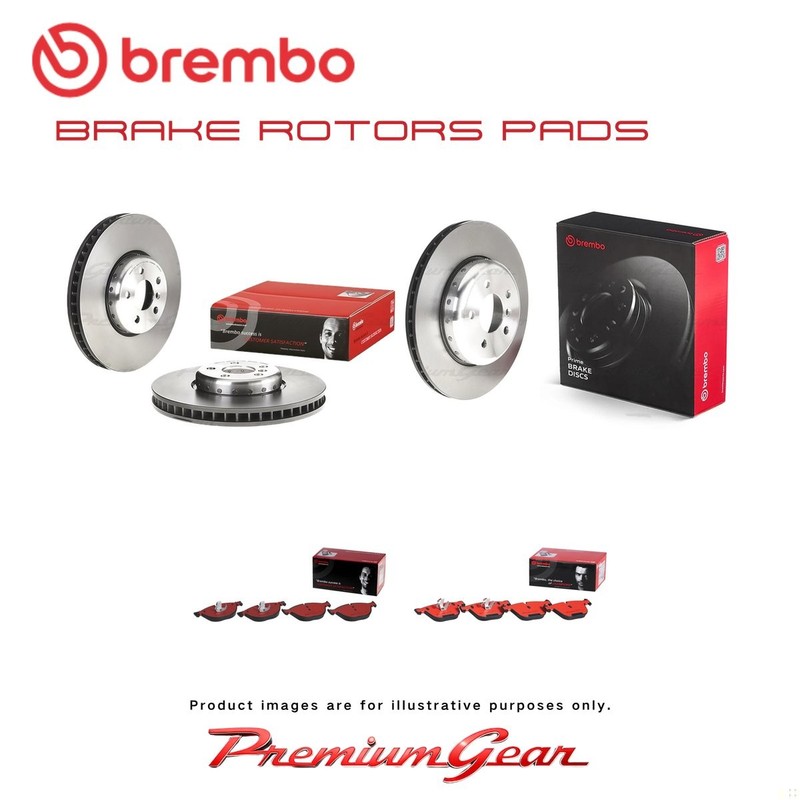 Front+Rear Brembo Composite Disc Rotors+NAO Brake Pads for BMW 7 Series F01 15