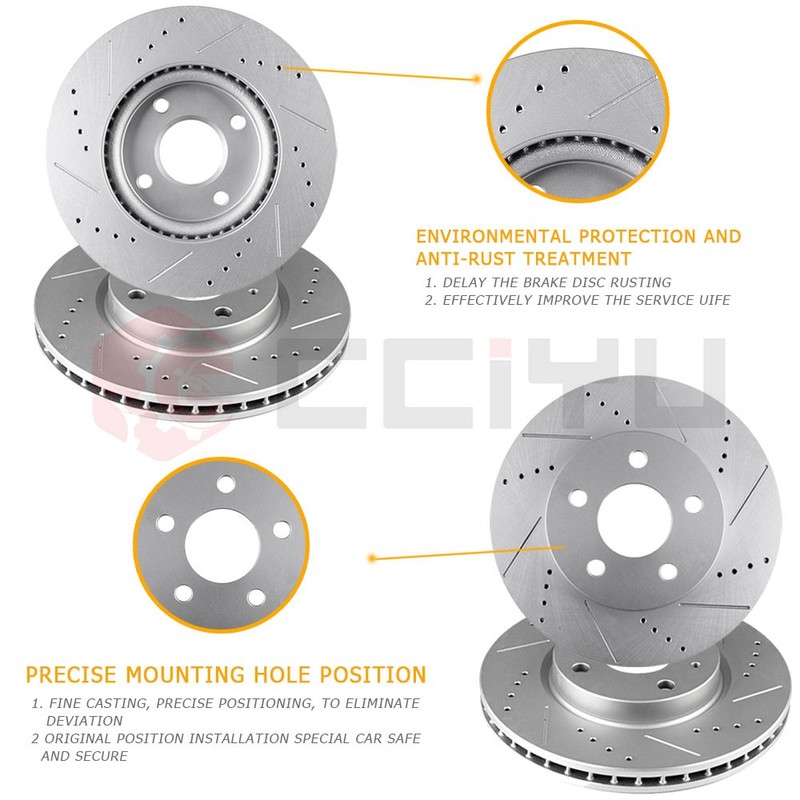Front Drill & Slot Brake Rotors Discs For Dodge Journey 14 13 14 15 16 17 Set gallery