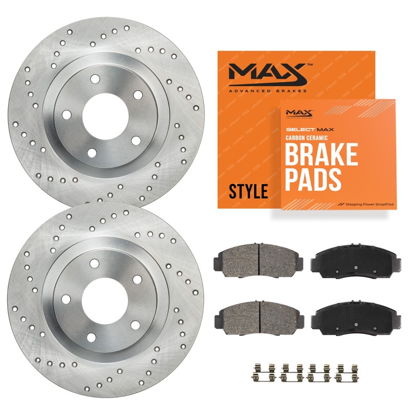 Front Drilled Brake Rotors + Pads for Chevy Traverse GMC Acadia Buick Enclave
