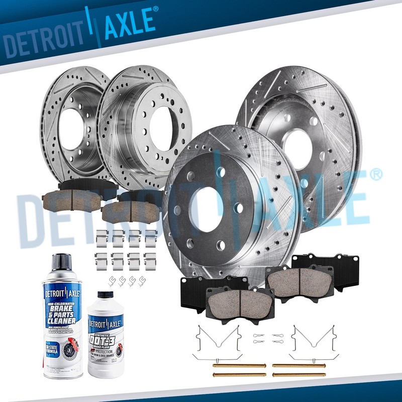 338mm Front & Rear Drilled Rotors + Brake Pads for 2003-2009 Toyota 4Runner GX47