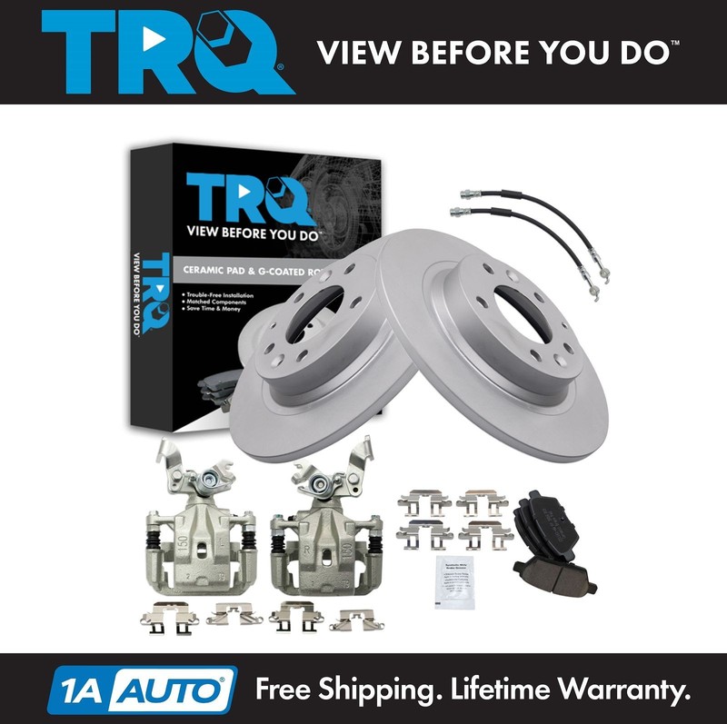 TRQ Rear Brake Pad & Rotor Kit Ceramic Premium G-Coated For 2009-2013 Mazda 6