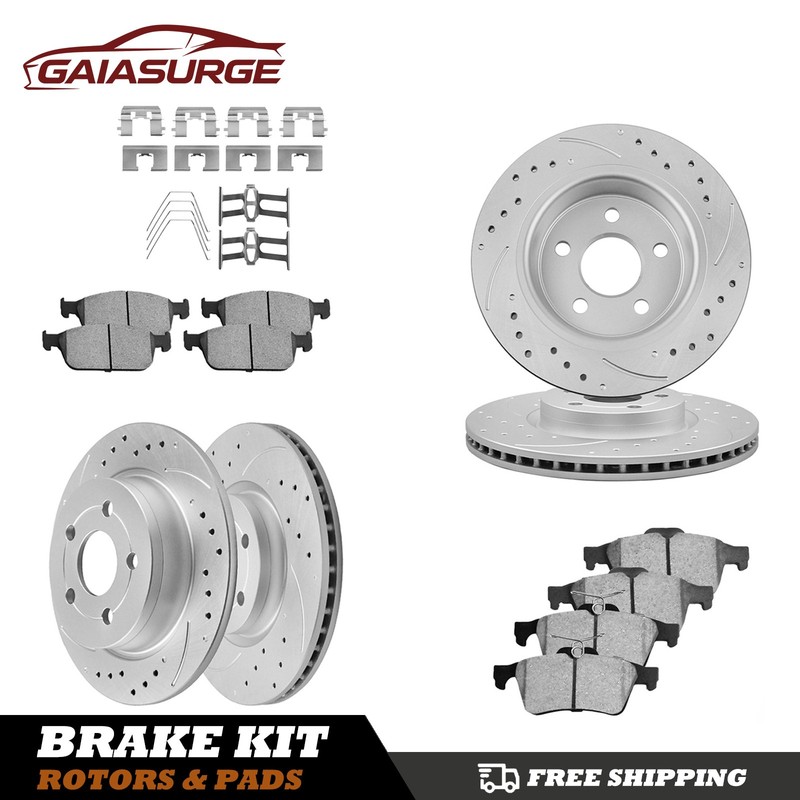 Front and Rear Drilled Rotors Ceramic Brake Pads for 2004 – 2008 Acura TL Base