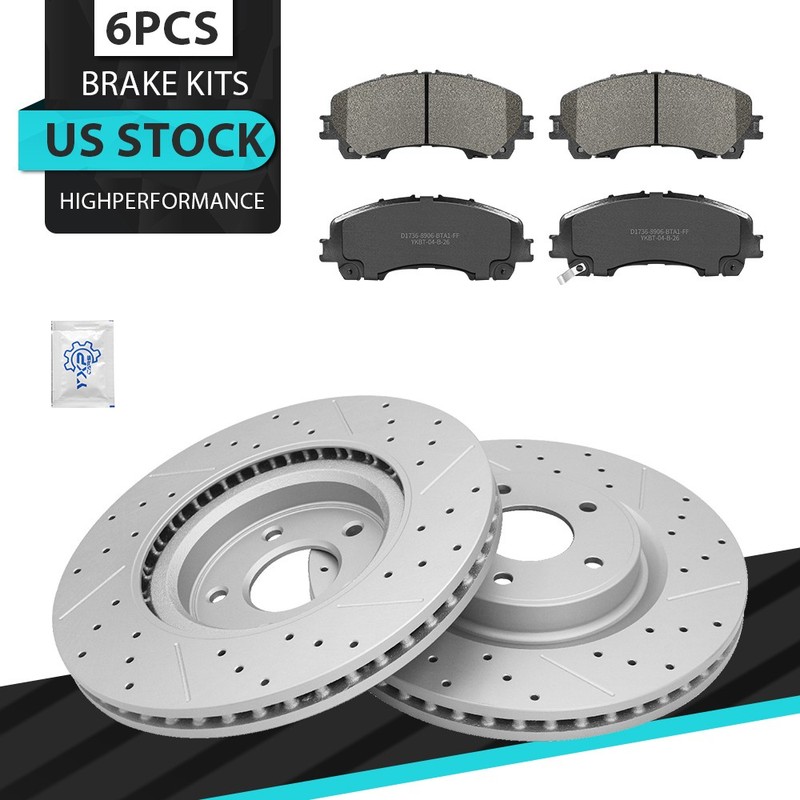 For INFINITI Q50 Q60 QX50 320mm Front Drilled Brake Rotors Ceramic Brake Pads