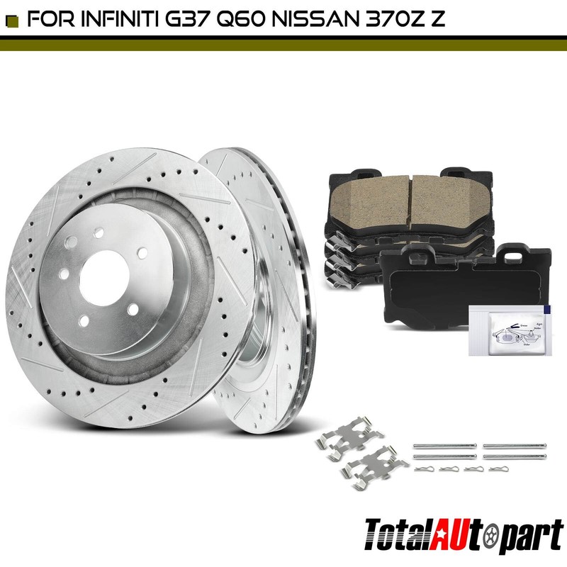 6Pcs Drilled Brake Rotors & Ceramic Pads for Nissan 370Z 2009-2020 INFINITI Rear
