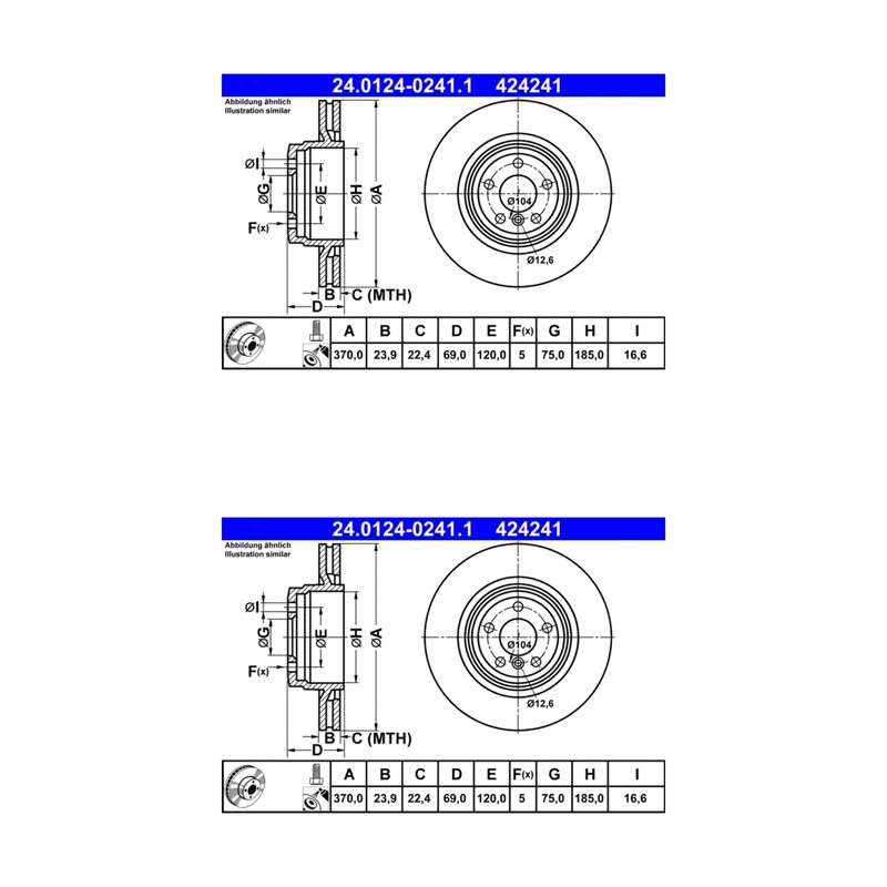BMW Alpina B7 ATE Rear Disc Brake Rotors (2) 424241 34216775291
