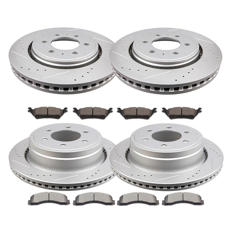 FOR 12-17 Ford F-150 Raptor Front & Rear Drilled Slotted Rotors + Brake Pads