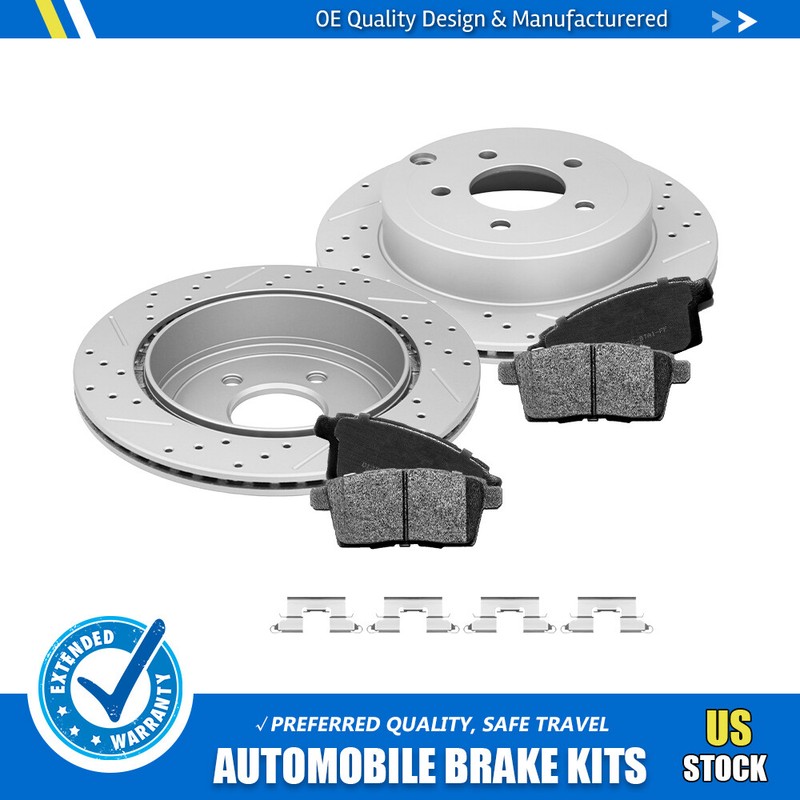 11.89 inch Rear Drilled Disc Rotors + Ceramic Brake Pads for Ford Edge 2007-2010