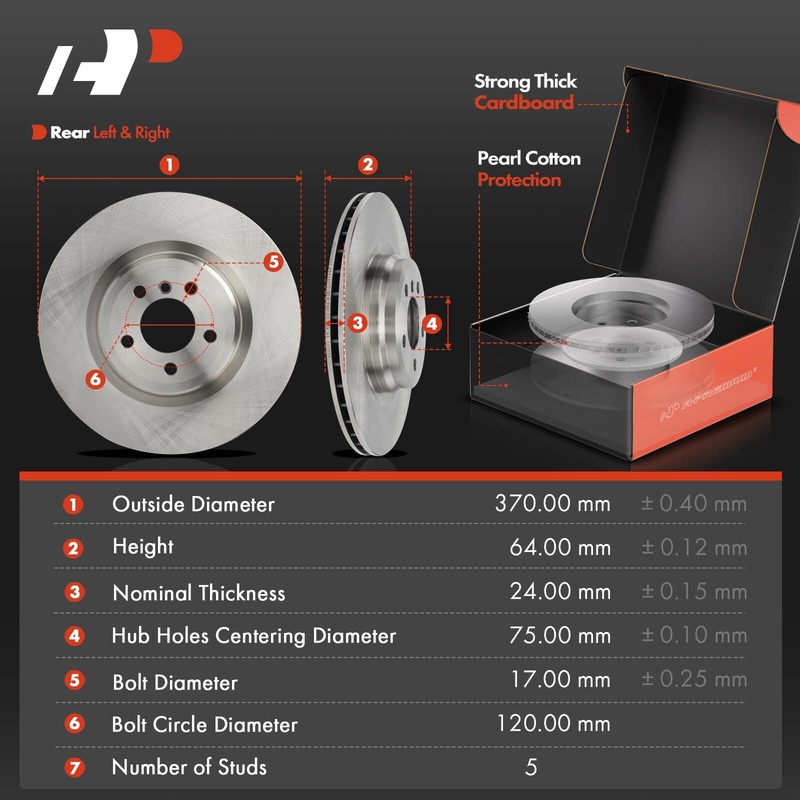 6x Disc Brake Rotors & Ceramic Brake Pads Rear for BMW 750Li xDrive F02 550i GT gallery